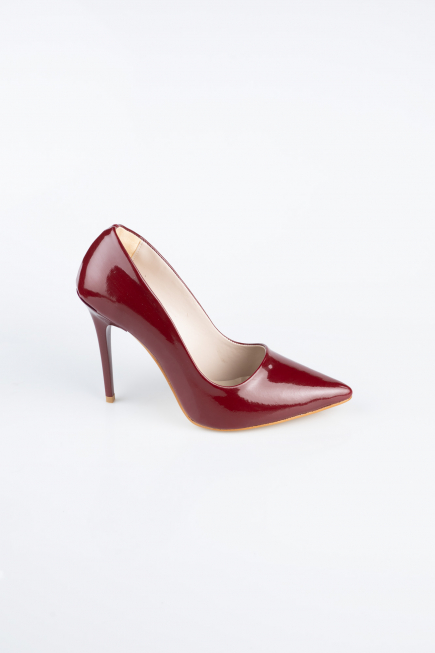 Stiletto Cuir Verni Rouge Bordeaux ABR1140