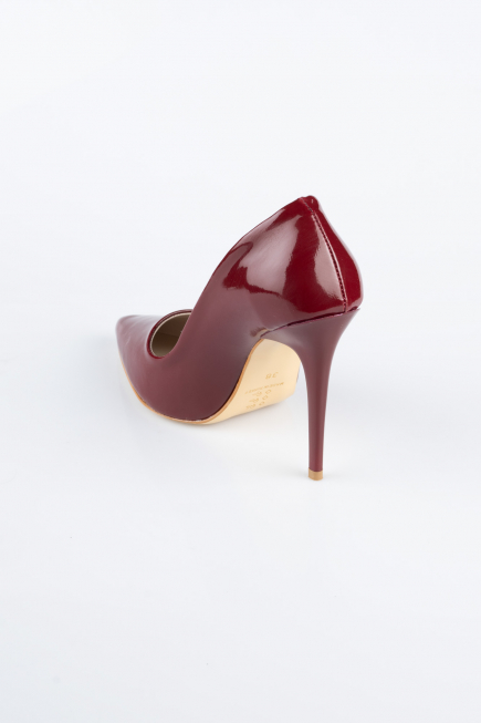 Stiletto Cuir Verni Rouge Bordeaux ABR1140