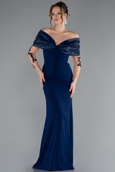 Robe de Soirée Longue Bleu Marine ABU4343