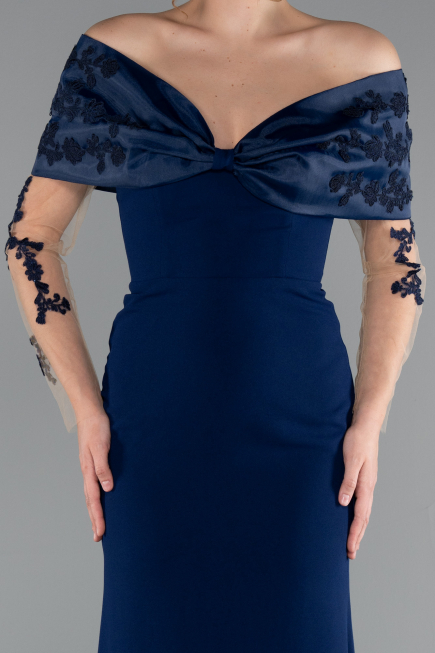 Robe de Soirée Longue Bleu Marine ABU4343