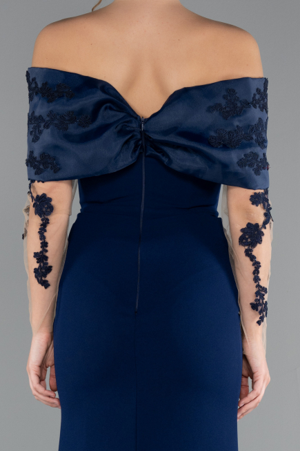 Robe de Soirée Longue Bleu Marine ABU4343