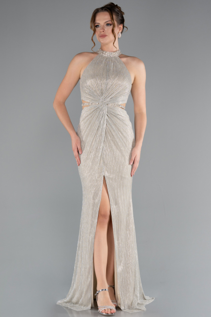 Robe de Soirée Longue Beige ABU4324