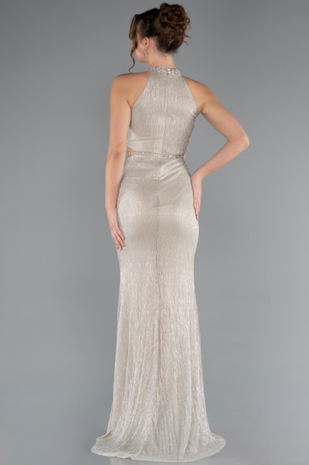 Robe de Soirée Longue Beige ABU4324