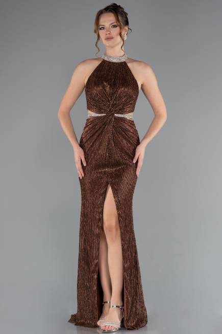 Robe De Soirée Longue Brun ABU4324