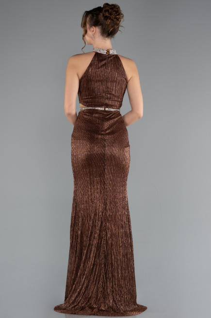 Robe De Soirée Longue Brun ABU4324