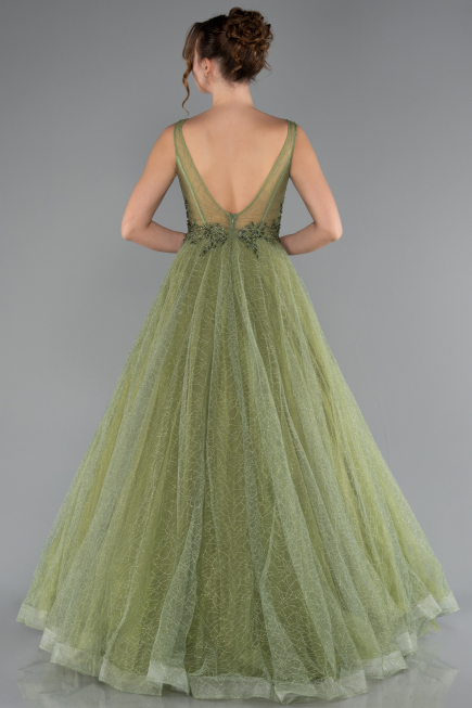 Robe De Soirée Longue Pistache vert ABU2131