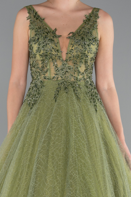 Robe De Soirée Longue Pistache vert ABU2131