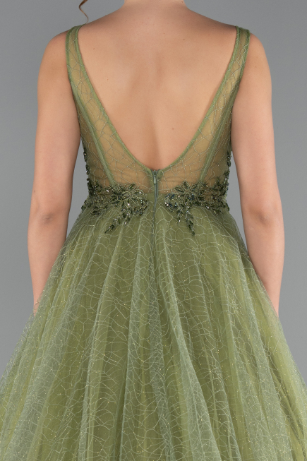 Robe De Soirée Longue Pistache vert ABU2131
