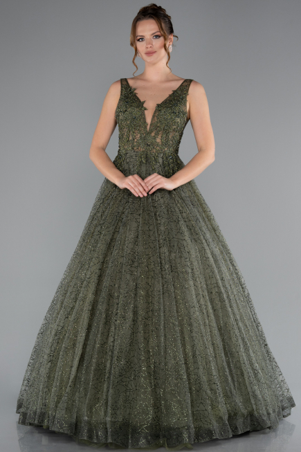 Robe De Soirée Longue Kaki ABU2131