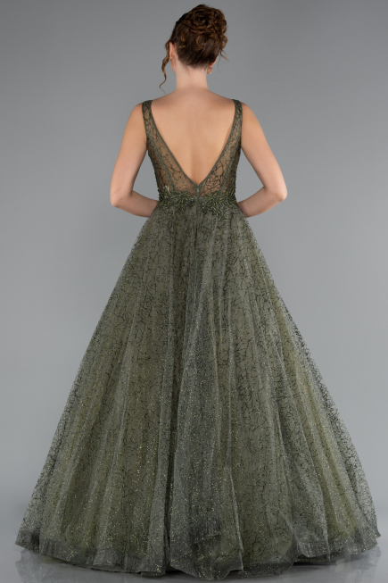 Robe De Soirée Longue Kaki ABU2131