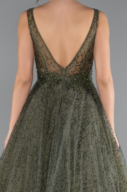 Robe De Soirée Longue Kaki ABU2131