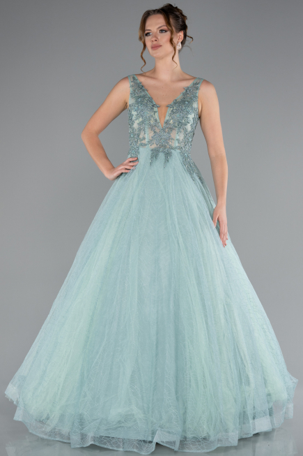 Robe De Soirée Longue Menthe ABU2131