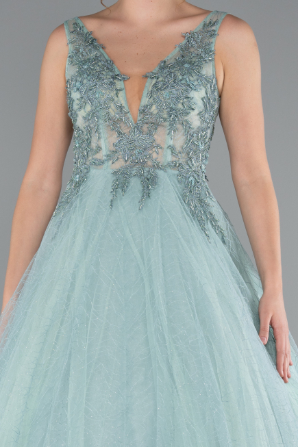 Robe De Soirée Longue Menthe ABU2131