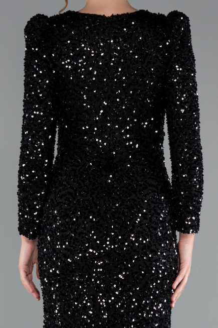 Robe de Soirée Longue Squameuse Noir ABU4329
