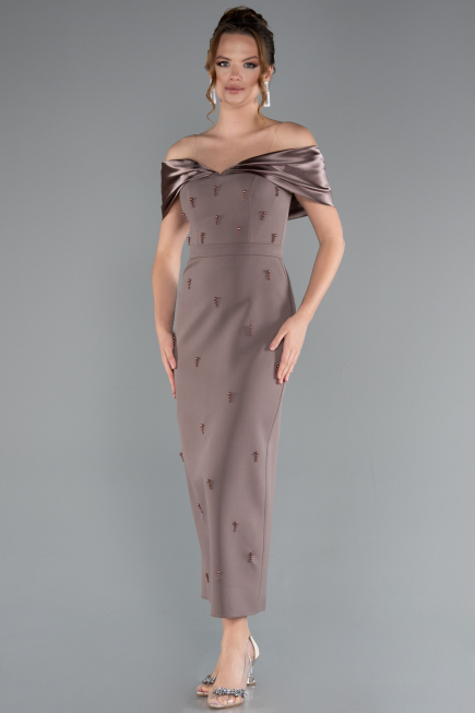 Robe De Soirée Midi Brun ABK2212