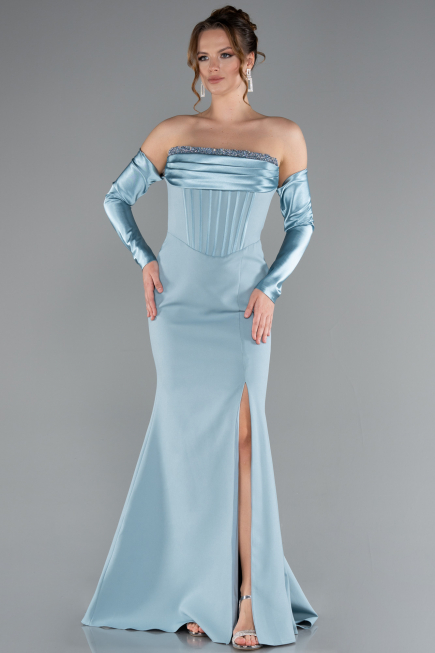 Robe Queue De Poisson Longue Turquoise ABU4637