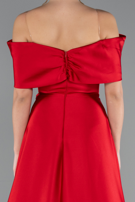 Robe de Soirée Longue Satin Rouge ABU5015