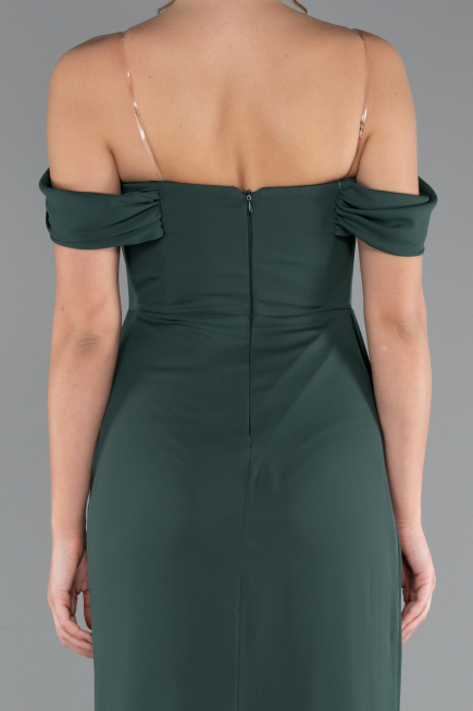 Robe de Soirée Longue Mousseline Émeraude ABU4925