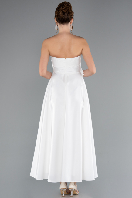 Robe de Cérémonie Midi Satin Blanc ABK2363