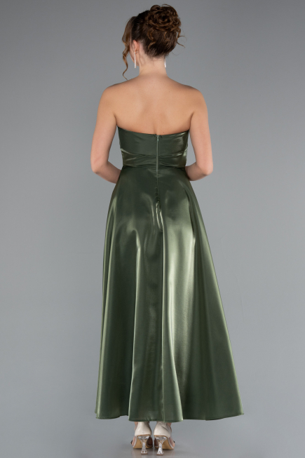 Robe de Cérémonie Midi Satin Kaki ABK2363