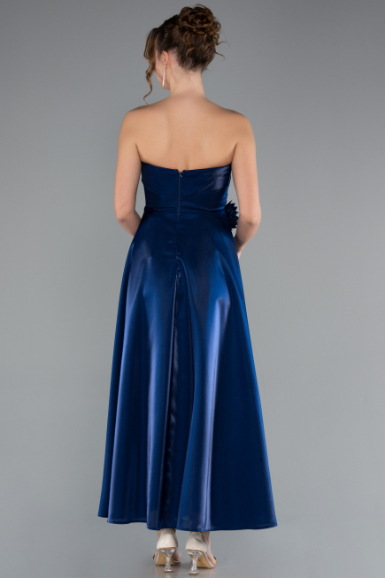 Robe de Cérémonie Midi Satin Bleu Marine ABK2363
