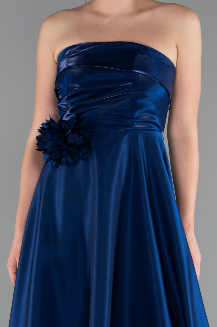 Robe de Cérémonie Midi Satin Bleu Marine ABK2363