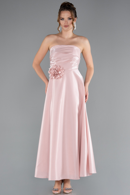 Robe de Cérémonie Midi Satin Poudre ABK2363