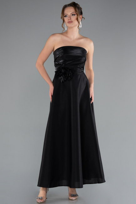 Robe de Cérémonie Midi Satin Noir ABK2363