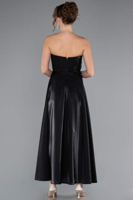 Robe de Cérémonie Midi Satin Noir ABK2363