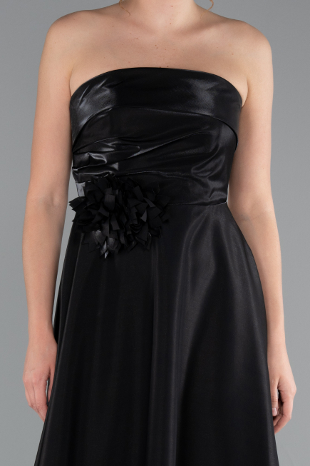Robe de Cérémonie Midi Satin Noir ABK2363