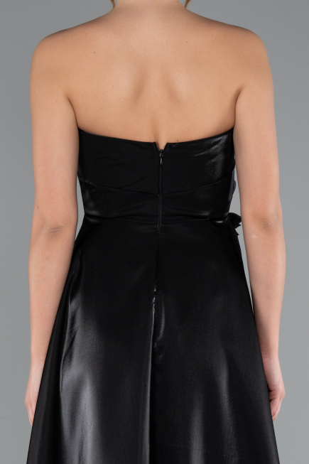 Robe de Cérémonie Midi Satin Noir ABK2363