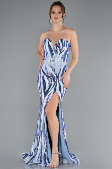 Robe de Soirée Longue Bleu ABU5024