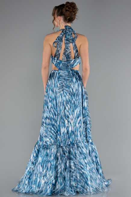 Robe de Soirée Longue Vert Pétrole ABU4686