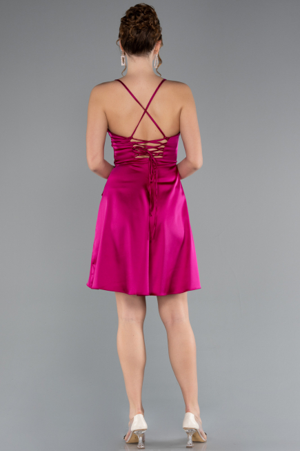 Robe de Cérémonie Courte Satin Fushia ABK2366