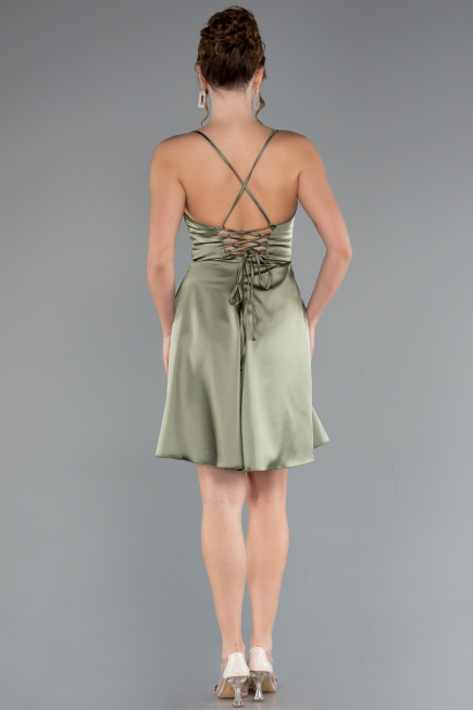 Robe de Cérémonie Courte Satin Kaki ABK2366