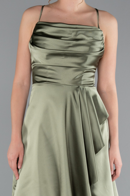 Robe de Cérémonie Courte Satin Kaki ABK2366