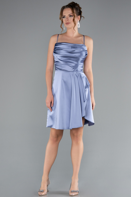 Robe de Cérémonie Courte Satin Indigo ABK2366