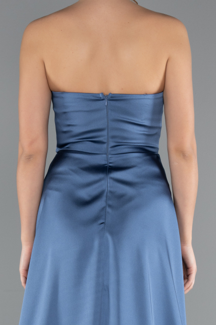 Robe de Soirée Longue Satin Indigo ABU5023