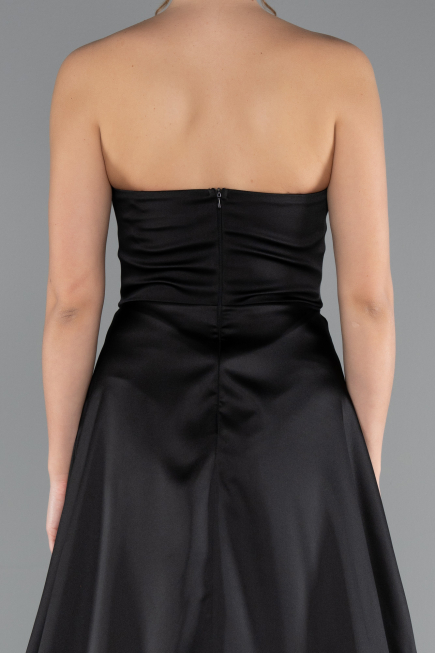 Robe de Soirée Longue Satin Noir ABU5023