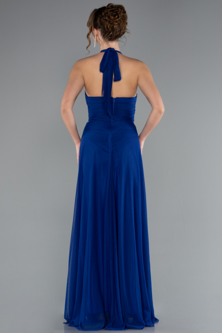 Robe De Soirée Longue Bleu Saxe ABU4188