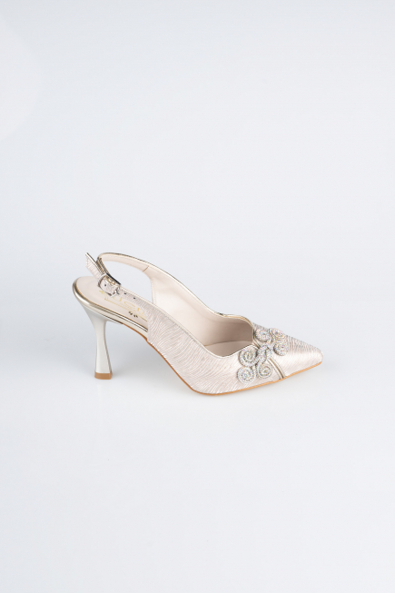 Chaussure De Soirée Coupe Au Laser Or MJ4101