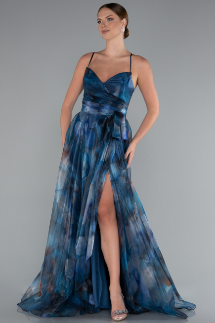 Robe de Soirée Longue Vert Pétrole ABU5053