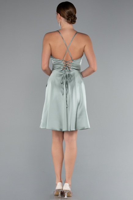 Robe de Cérémonie Courte Satin Menthe ABK2366
