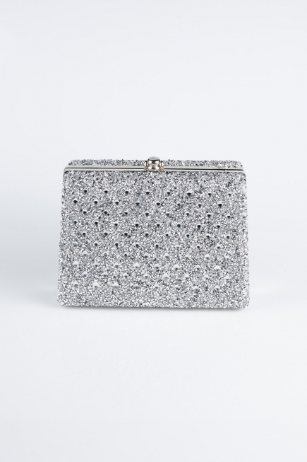 Sac de Soirée Luxe Pierreux Argent KC701