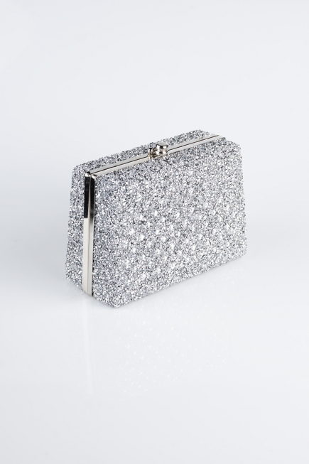 Sac de Soirée Luxe Pierreux Argent KC701