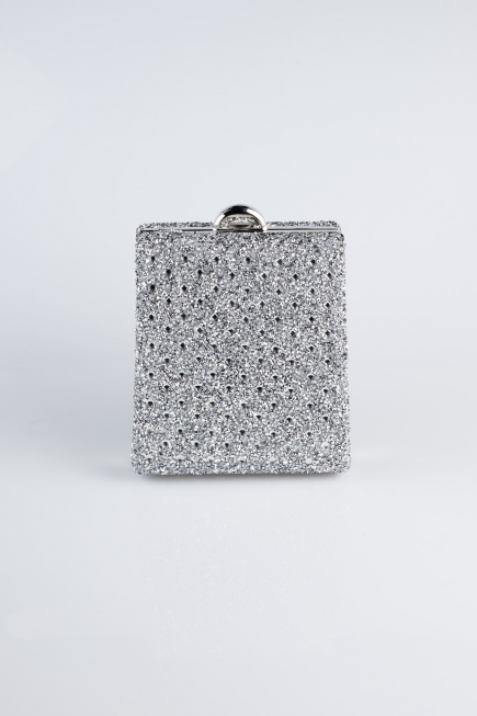 Sac de Soirée Luxe Pierreux Argent KC702