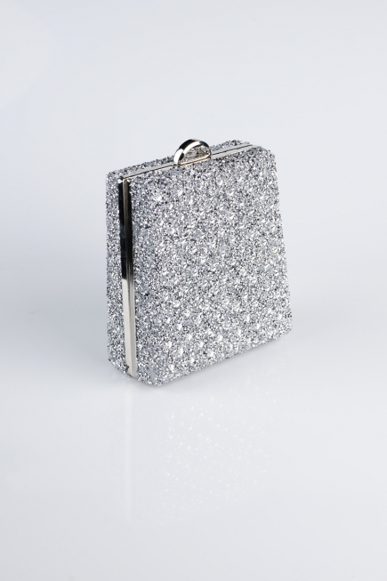 Sac de Soirée Luxe Pierreux Argent KC702