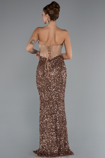Robe Queue de Poisson Longue Squameuse Cuivre ABU4790