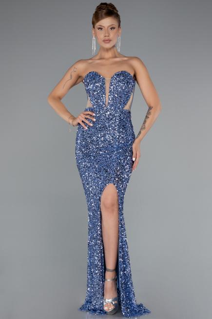 Robe Queue de Poisson Longue Squameuse Indigo ABU4790