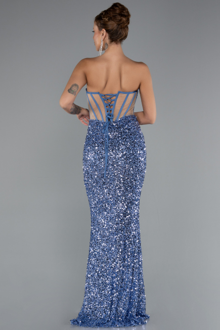 Robe Queue de Poisson Longue Squameuse Indigo ABU4790